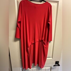 Pretty Comfy brand dark coral dress with interesting detailing